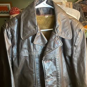 Vintage Brown Leather Jacket With Removable Vest Lining